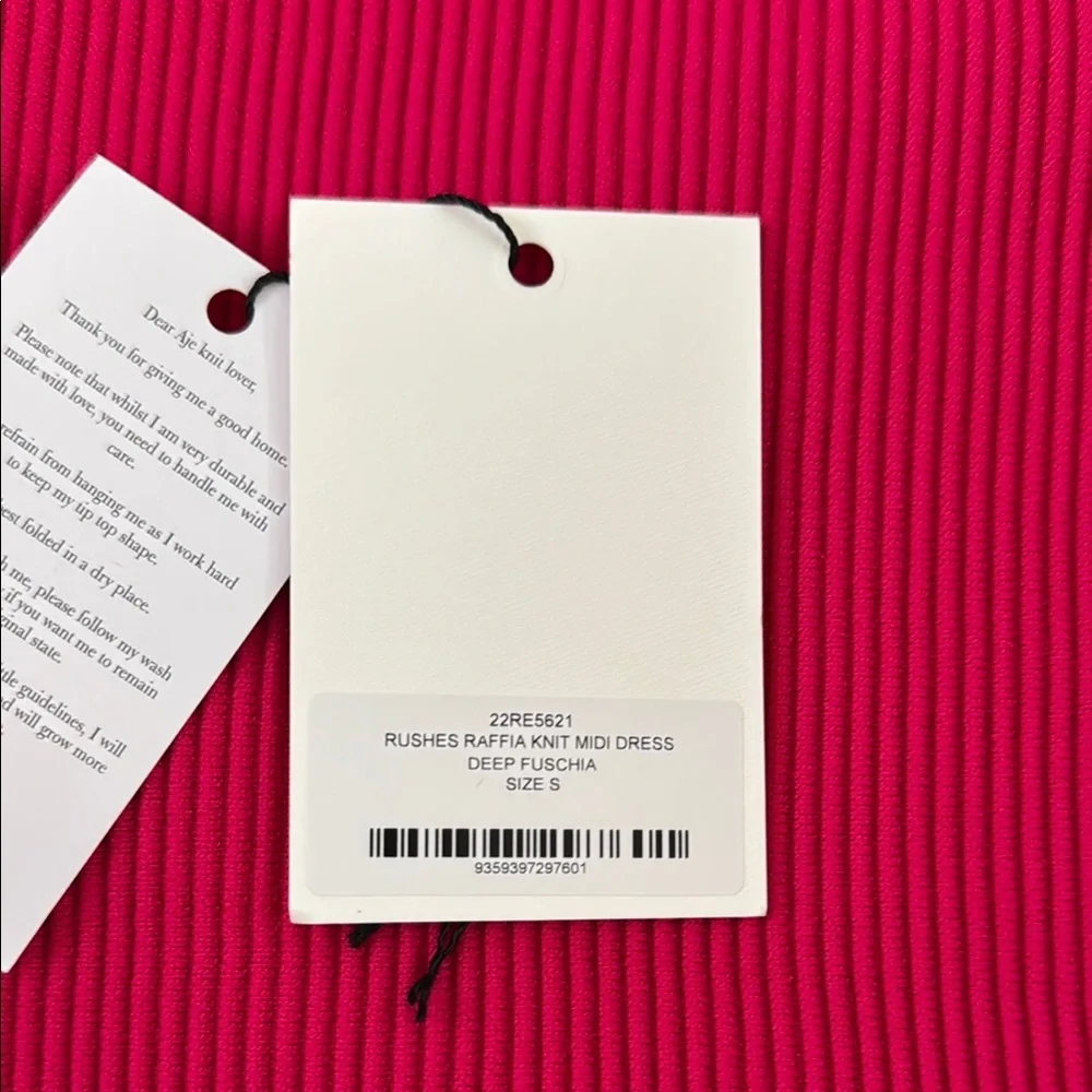 Aje Rushes Raffia Knit Midi Dress in Deep Fuschia Pink size small - Picture 13 of 13